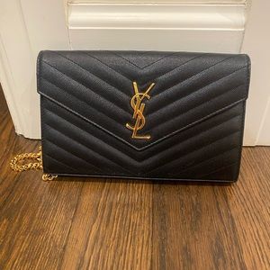 YSL CASSANDRE SAINT LAURENT MATELASSE AUTHENTIC CHAIN WALLET BAG